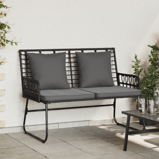 Hagebenk Svart Antrasitt 113 x 69 x 83 cm Poly rattan stål