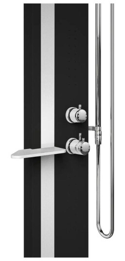 Novellini Line 2 Dusjpanel Med kroppsdyser, Sort Matt/Sølv Matt