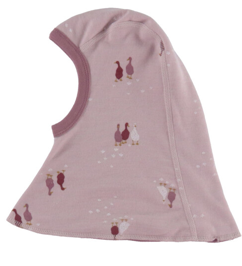 Joha Balaclava 2 lags Ull/Bomull Light Bordeaux m. Gjess 41 cm Balaclava dobbel Rosa