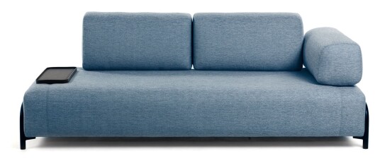 Kave Home Compo 3-pers. sofa m. lille bakke, Blå stoff 1596034-02-0 1596033-04-0