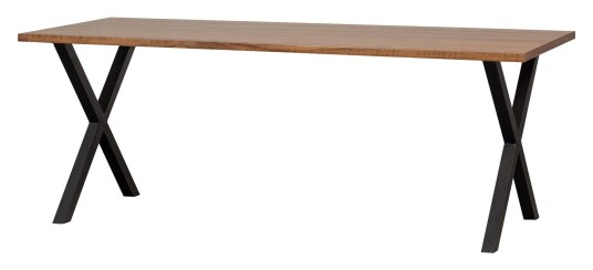 Woood Jimmy Spisebord m. X-ben, Valnøtt Finer, 200x90 Unoliving 1732533-01-0 1732539-01-0