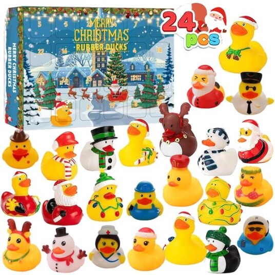 Gummiand Adventskalender Blind Box Mini Gul Gummiand Leketøy Julebordgave 24 ender tilfeldig design