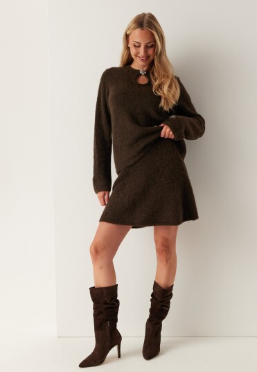 Selected Slflulu Brushed Hw Knit Skirt Brown XL Selected Slflulu Brushed Hw Knit Skirt Brown XL