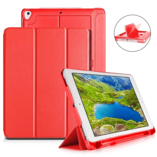 Etui med oppbevaringsplass, USB-kabel Apple iPad 9,7" 2017, 2018, Rød