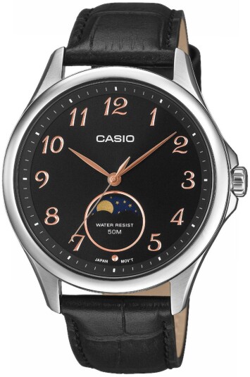 Casio Herreklokke MTP M110L 1AVER Timeless Collection Sort/Lær Ø42