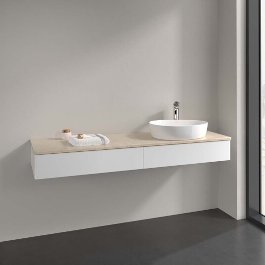 Villeroy & Boch  Antao Servantskap med 2 skuffer 160x50x19 cm u/lys Hvit Matt/Crème
