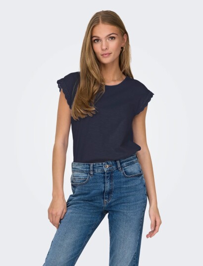 JDY Jdysalva Life S/L Crochet Top Jrs Noos Blue XS
