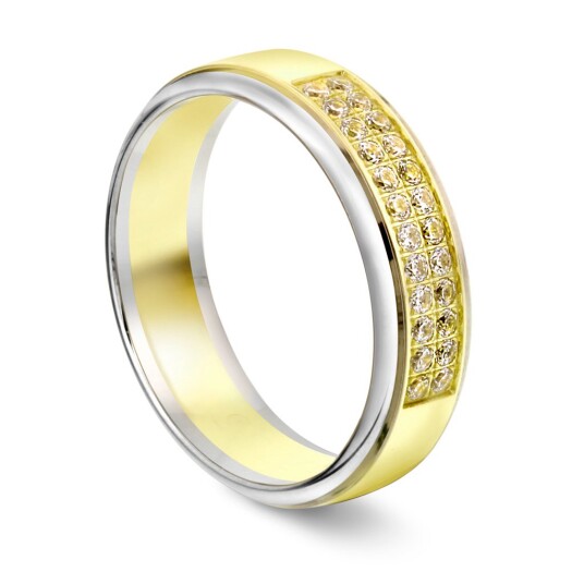 Giftering i 585 gult og hvitt gull med diamanter 0,24 CT | 5,5 mm bredde Giftering i 585 gult og hvitt gull med diamanter 0,24 CT | 5,5 mm bredde