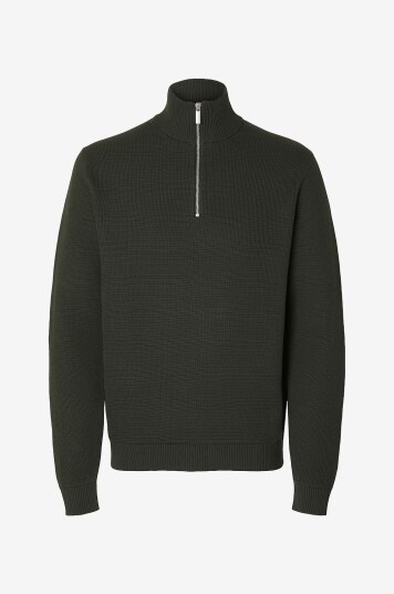 Selected Homme Genser slhDane LS Knit Structure Half Zip Grønn