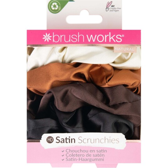 Brushworks Natural Satin Scrunchies 4pcs Brushworks Natural Satin Scrunchies 4pcs