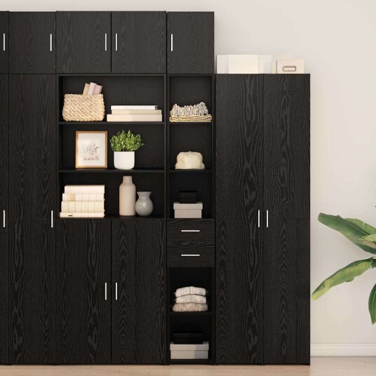  Slim oppbevaringsskap Svart eik 30x42.5x225 cm Ubehandlet tre
