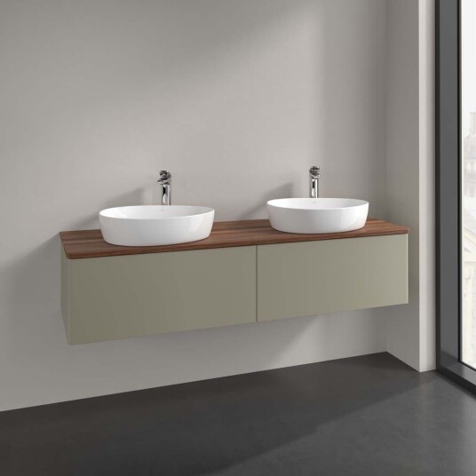 Villeroy & Boch Antao Servantskap med 2 skuffer 160x50x36 cm u/lys Steingrå/Valnøtt
