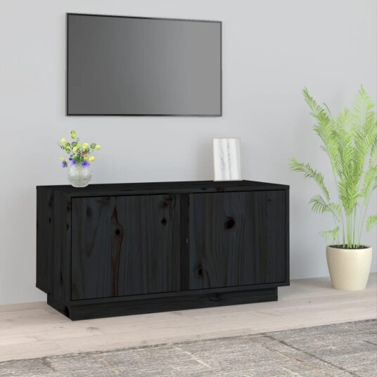 vidaXL TV-benk svart 80x35x40,5 cm heltre furu 8720845581169