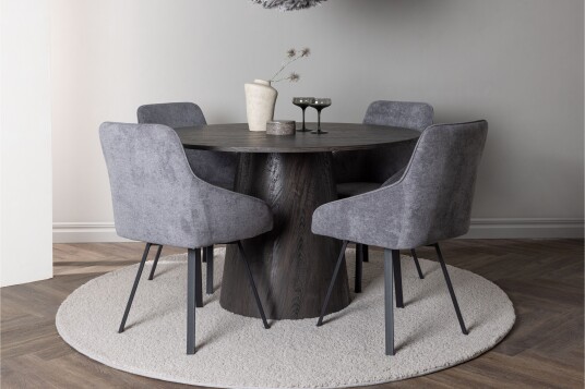 Venture Home Lanzo Spisegruppe 120 cm Rund med 4 Rosie Stoler Sort