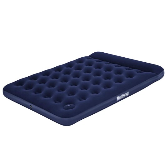 Bestway Oppblåsbar flokket luftseng med innebygd pumpe 203x152x28 cm