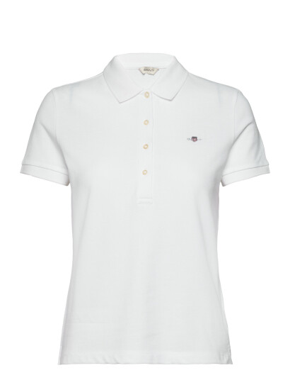 GANT Slim Sheild Cap Sleeve Pique Polo - White - M