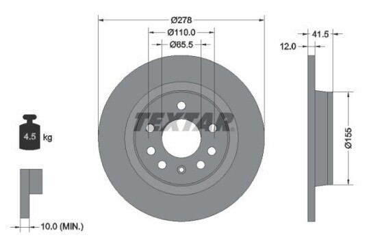 Bremseskive TEXTAR 92118503 Bremseskive TEXTAR 92118503