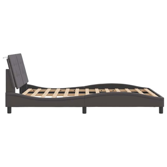 Sengeramme med hodegavl grå 140x190 cm kunstlær 8721012346635