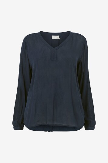 KAFFE Curve - Bluse kCami LS Blouse - Blå KAFFE Curve - Bluse kCami LS Blouse - Blå