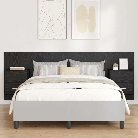 Hodegjerde Med Skap med skuff 3 pcs Svart Eik Konstruert tre Hodegjerde Med Skap med skuff 3 pcs Svart Eik Konstruert tre