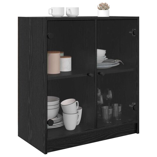 Sideskap Svart Eik 68 x 37 x 75,5 cm Konstruert tre
