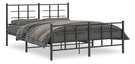 Sengeramme i metall med hode- og fotgavl svart 160x200 cm 8721012303812