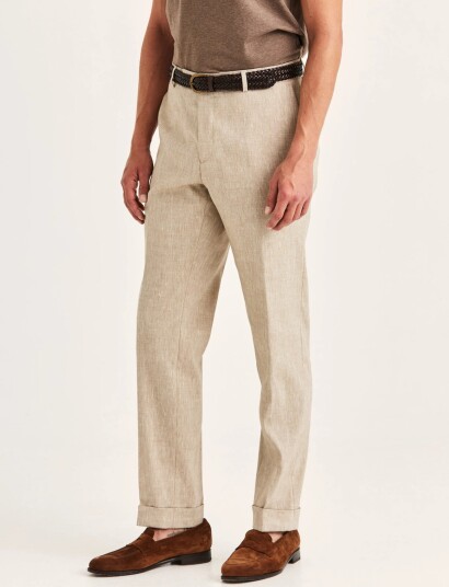 Morris Jack Linen Suit Trouser   Beige   50