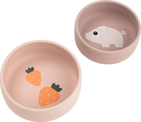 Done By Deer Silicone Bowl Set 2 Pcs Pigee Powder Pink