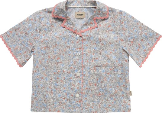 Wheat Shirt S/S Lace Vilma Blue 98