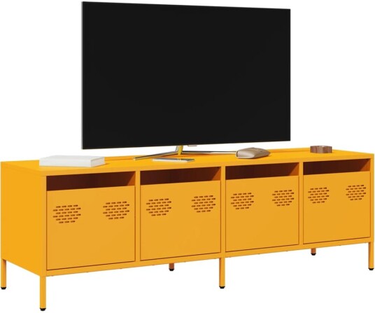 TV-benk sennepsgul 135x39x43,5 cm kaldvalset stål 8721102930645