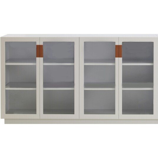 Asplund Frame 160 Medium Vitrineskap Med Glassdører Hvit / Cognacfarget