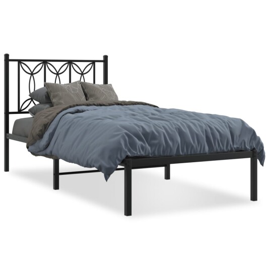  Sengeramme i metall med hodegavl svart 80x200 cm 8721102643828