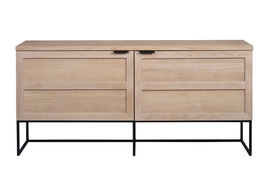 Rowico Home Everett skjenk 160 hvit eik/svart Hvitpigmentert/svart 160 x 41 cm Natur