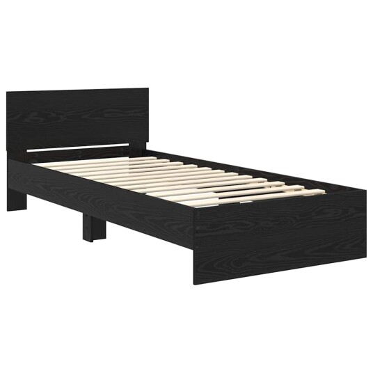 Sengestamme med hodegjerde Svart Eik 90 x 190 cm Konstruert tre Sengestamme med hodegjerde Svart Eik 90 x 190 cm Konstruert tre