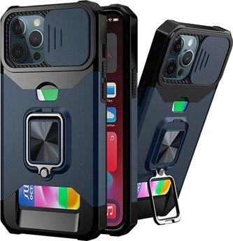 Multifunksjonell 4-i-1 iPhone 12 Pro Max Hybrid-deksel - Marine Blå