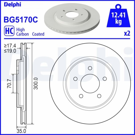 Bremseskive DELPHI BG5170C Bremseskive DELPHI BG5170C
