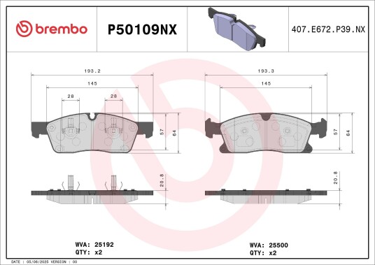 Bremseklosser BREMBO P50109NX