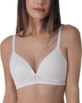 sassa BH Natural Stripe Padded Soft Bra Benhvit viskose C 80 Dame