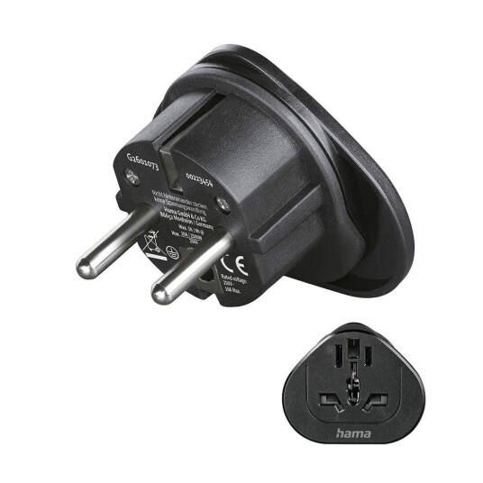 HAMA Reiseadapter Type E/F Universal World eu Sort HAMA Reiseadapter Type E/F Universal World eu Sort
