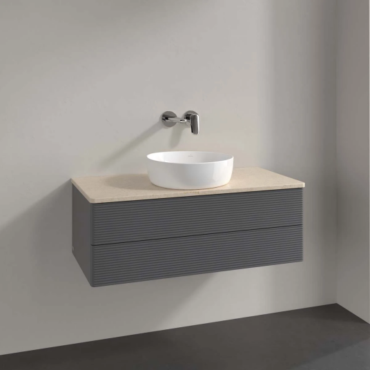 Villeroy & Boch Antao Servantskap med 2 skuffer 100x50x36 cm m/lys Antrasitt/Crème Villeroy & Boch Antao Servantskap med 2 skuffer 100x50x36 cm m/lys Antrasitt/Crème