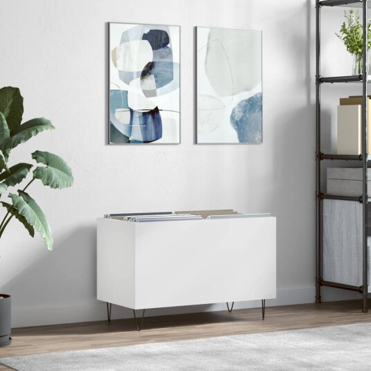 Hifi benk hvit 74,5x38x48 cm konstruert tre