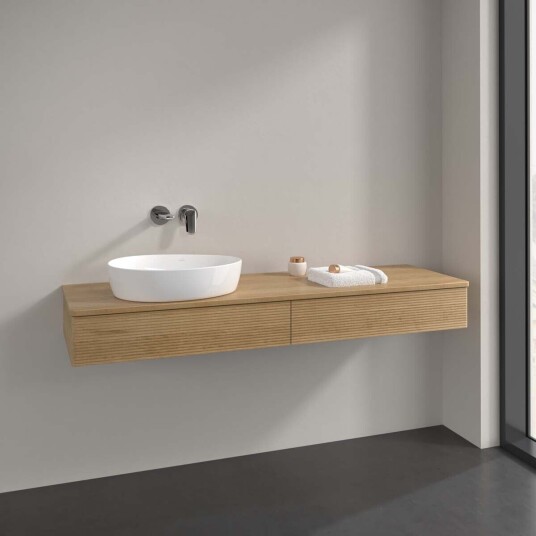 Villeroy & Boch Antao Servantskap med 2 skuffer 160x50x19 cm m/lys Eik