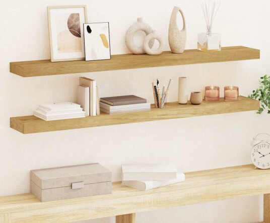 vidaXL Vegghyller 2 stk 110x15x6 cm heltre teak