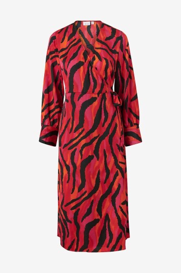 Vila Omslagskjole viNaria L/s Wrap Midi Dress Rød