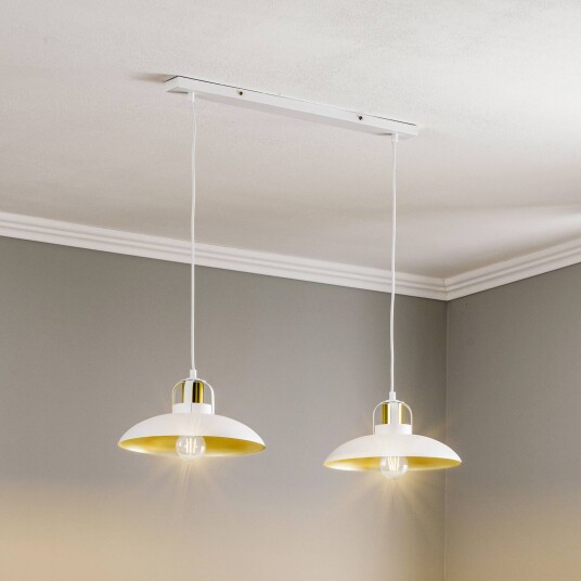 Eko-Light Pendellampe Felix hvit/gull 2 lyskilder
