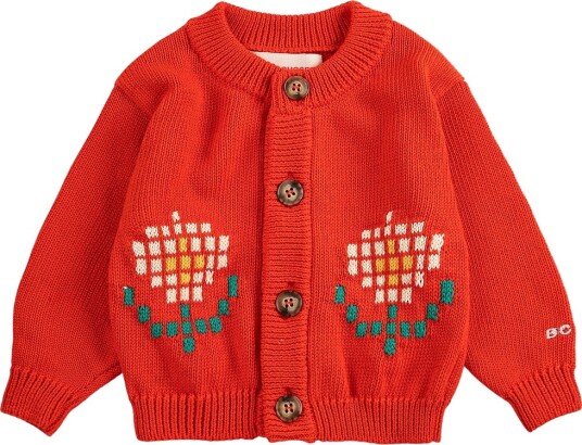 Bobo Choses Cardigan Strikk Piksel Daisy Rød Bobo Choses 12 md Cardigan 80