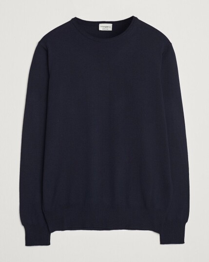 Morgano Extra Fine Merino Wool Crewneck Navy Morgano Extra Fine Merino Wool Crewneck Navy
