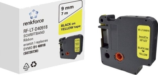 Renkforce Rf 6027850 Svart På Gul Permanent Akryl Kontinuerlig Etikett D1 Svart Dymo