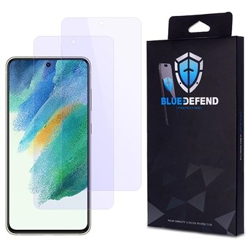 BlueDefend Samsung Galaxy S21 FE 5G Anti Blue Light Skjermbeskyttere Beskyttelsesglass 2 stk.