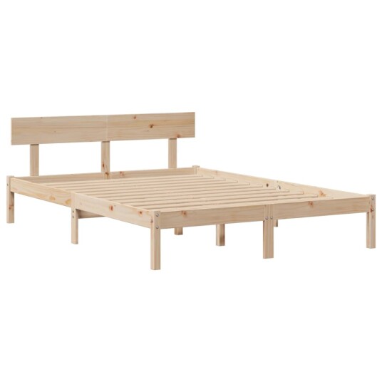 Seng med bokhylle uten madrass 160x200 cm heltre furu 8721158606259